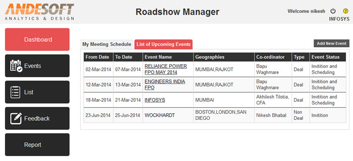 Roadshow Manager Dashboard